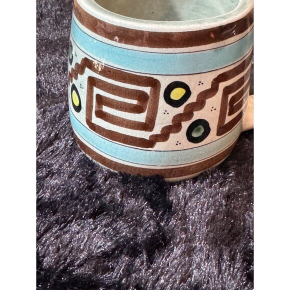 Tonala Pottery Oversized Mugs Geometric & Floral Patterns Set Of 2 - Picture 7 of 10